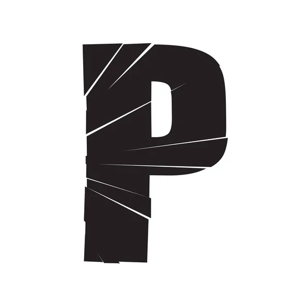 破れた 骨折したアルファベットシリーズの文字P — ストックベクタ