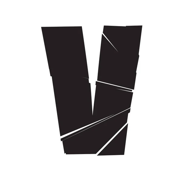 テクスチャ化された文字V シャッター 壊れたアルファベットシリーズ ストックベクトルイラスト クリップアートグラフィック — ストックベクタ