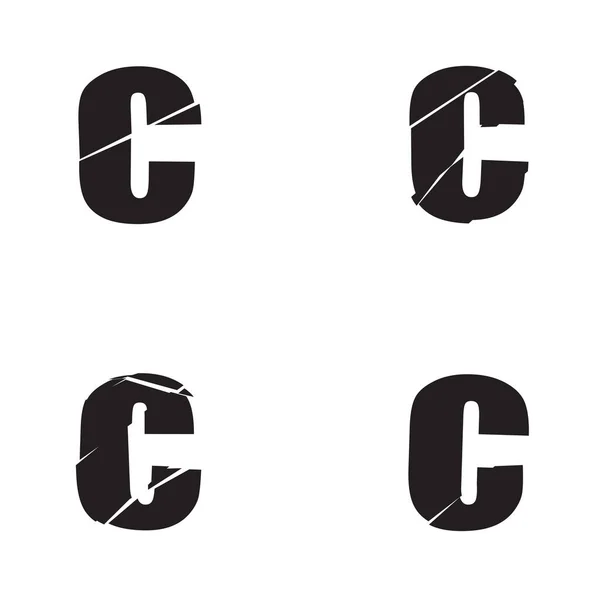 テクスチャ化された文字C ちぎれた 骨折した 壊れたアルファベットシリーズ 株式ベクトルのイラスト クリップアートグラフィック — ストックベクタ