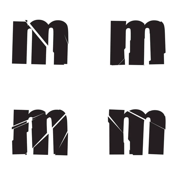 纹理字母M破碎的 破碎的 破碎的字母表系列 库存向量图 剪贴画 — 图库矢量图片