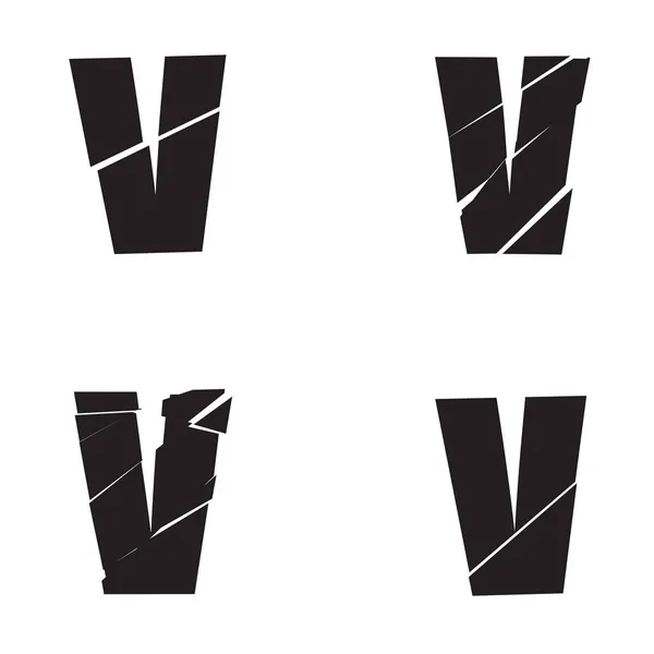 テクスチャ化された文字V シャッター 壊れたアルファベットシリーズ ストックベクトルイラスト クリップアートグラフィック — ストックベクタ