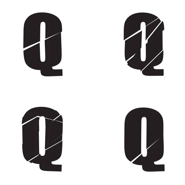 结构字母Q破碎的 破碎的 破碎的字母表系列 股票矢量图解 剪贴画 — 图库矢量图片