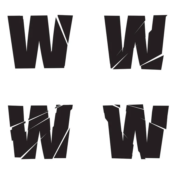 纹理字母W 破碎的字母表系列 股票矢量插图 剪贴画 — 图库矢量图片