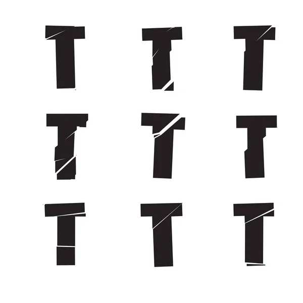 Texturizado Letra Quebrado Fraturado Quebrado Alfabeto Série Estoque Vetor Ilustração — Vetor de Stock