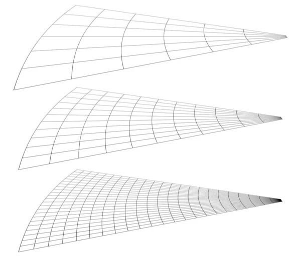 Graticule Rutnät Mesh Plan Med Deformerad Distorsion Effekt Retikulera Gallra — Stock vektor