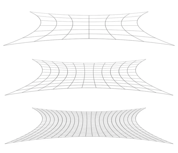 Graticule Rutnät Mesh Plan Med Deformerad Distorsion Effekt Retikulera Gallra — Stock vektor