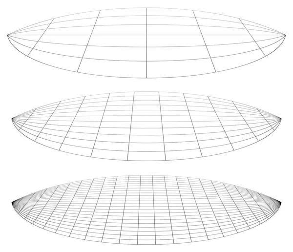 Griglia Graticule Piano Mesh Con Deforma Effetto Distorsione Reticolare Griglia — Vettoriale Stock