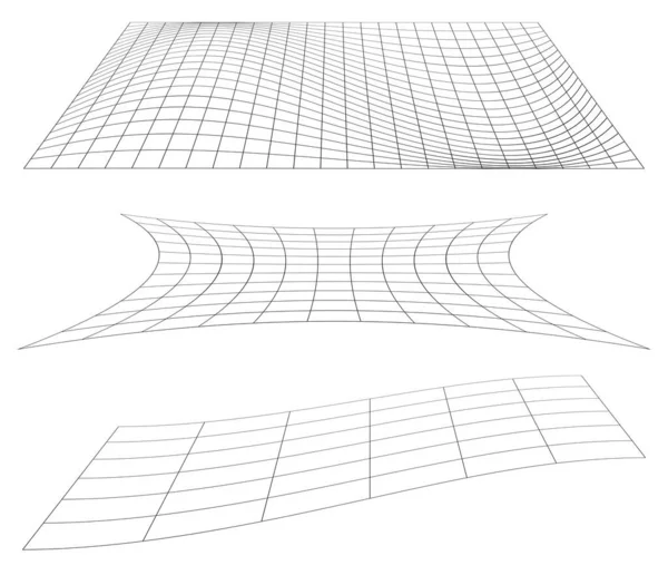 Graticule Grid Mesh Plane Deform Distorsion Effect Reticular Rejilla Plexo — Archivo Imágenes Vectoriales