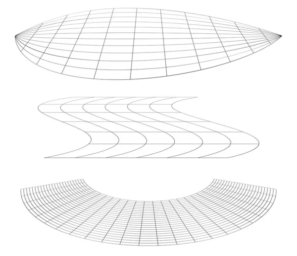 Mřížka Graticule Rovina Deformací Efekt Zkreslení Reticulate Grate Plexus Abstract — Stockový vektor