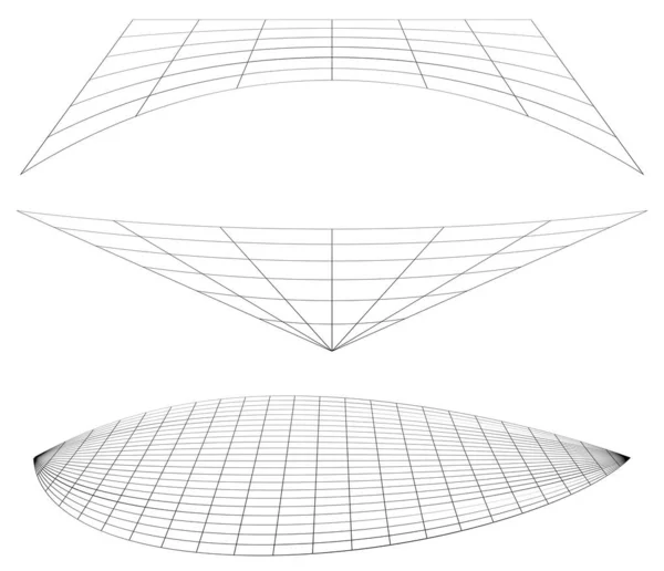 Graticule Grid Mesh Plane Deform Distorsion Effect Reticular Rejilla Plexo — Archivo Imágenes Vectoriales