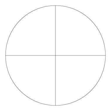 Turta grafiği, turta grafiği dairesel diyagramı 2 ile 65 arasında, sektörler arası. Bölümlü, bölünmüş çember - hisse senedi vektör çizimi, klip- sanat grafikleri