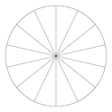 Turta grafiği, turta grafiği dairesel diyagramı 2 ile 65 arasında, sektörler arası. Bölümlü, bölünmüş çember - hisse senedi vektör çizimi, klip- sanat grafikleri
