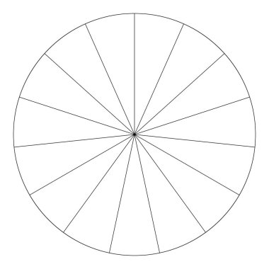 Turta grafiği, turta grafiği dairesel diyagramı 2 ile 65 arasında, sektörler arası. Bölümlü, bölünmüş çember - hisse senedi vektör çizimi, klip- sanat grafikleri