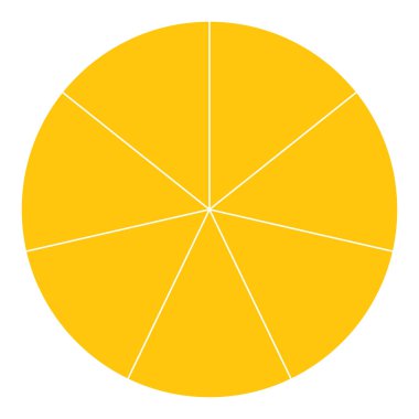 Turta grafiği, turta grafiği dairesel diyagramı 2 ile 65 arasında, sektörler arası. Bölümlü, bölünmüş çember - hisse senedi vektör çizimi, klip- sanat grafikleri