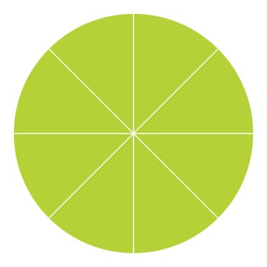 Turta grafiği, turta grafiği dairesel diyagramı 2 ile 65 arasında, sektörler arası. Bölümlü, bölünmüş çember - hisse senedi vektör çizimi, klip- sanat grafikleri