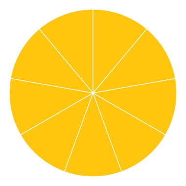 Turta grafiği, turta grafiği dairesel diyagramı 2 ile 65 arasında, sektörler arası. Bölümlü, bölünmüş çember - hisse senedi vektör çizimi, klip- sanat grafikleri