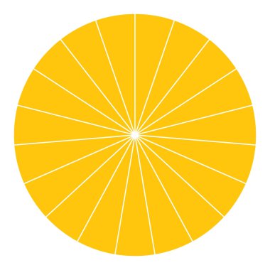 Turta grafiği, turta grafiği dairesel diyagramı 2 ile 65 arasında, sektörler arası. Bölümlü, bölünmüş çember - hisse senedi vektör çizimi, klip- sanat grafikleri