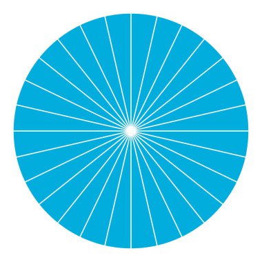 Turta grafiği, turta grafiği dairesel diyagramı 2 ile 65 arasında, sektörler arası. Bölümlü, bölünmüş çember - hisse senedi vektör çizimi, klip- sanat grafikleri