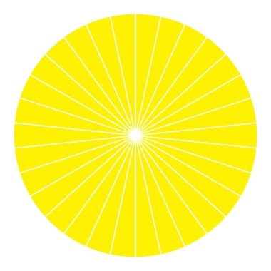 Turta grafiği, turta grafiği dairesel diyagramı 2 ile 65 arasında, sektörler arası. Bölümlü, bölünmüş çember - hisse senedi vektör çizimi, klip- sanat grafikleri