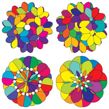 Renkli kutsal geometri çizimi, ikon. Soyut nilüfer, çiçek, taç yaprağı bileşimi