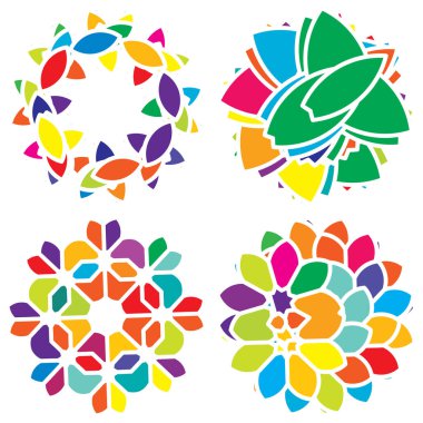 Renkli kutsal geometri çizimi, ikon. Soyut nilüfer, çiçek, taç yaprağı bileşimi