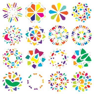 Renkli kutsal geometri çizimi, ikon. Soyut nilüfer, çiçek, taç yaprağı bileşimi