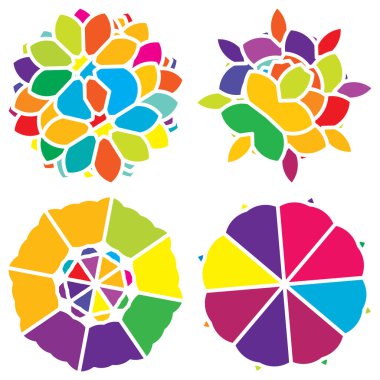 Renkli kutsal geometri çizimi, ikon. Soyut nilüfer, çiçek, taç yaprağı bileşimi