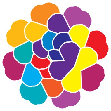 Renkli kutsal geometri çizimi, ikon. Soyut nilüfer, çiçek, taç yaprağı bileşimi