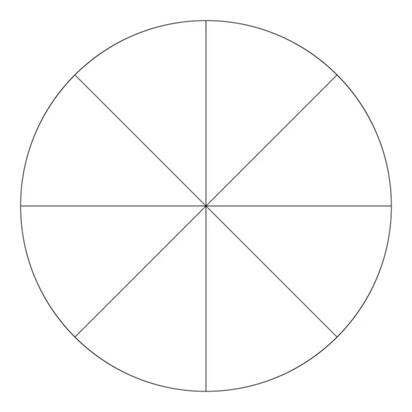 Kuchendiagramm Kuchendiagramm Kreisdiagramm Von Bis Abschnitten Sektoren Segmentierter Geteilter Kreis — Stockvektor