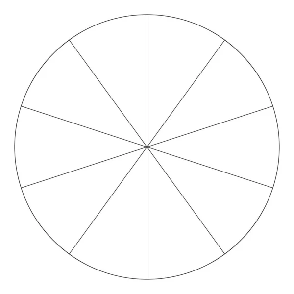 Kuchendiagramm Kuchendiagramm Kreisdiagramm Von Bis Abschnitten Sektoren Segmentierter Geteilter Kreis — Stockvektor