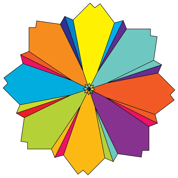 Ilustração Geometria Sagrada Colorida Ícone Lótus Abstrato Flor Composição Pétala — Vetor de Stock