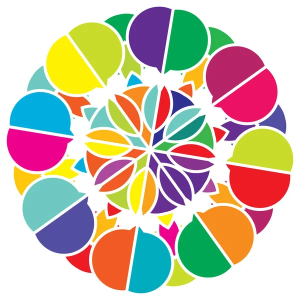 Renkli kutsal geometri çizimi, ikon. Soyut nilüfer, çiçek, taç yaprağı bileşimi