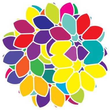 Renkli kutsal geometri çizimi, ikon. Soyut nilüfer, çiçek, taç yaprağı bileşimi