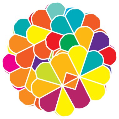 Renkli kutsal geometri çizimi, ikon. Soyut nilüfer, çiçek, taç yaprağı bileşimi