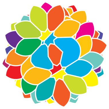 Renkli kutsal geometri çizimi, ikon. Soyut nilüfer, çiçek, taç yaprağı bileşimi