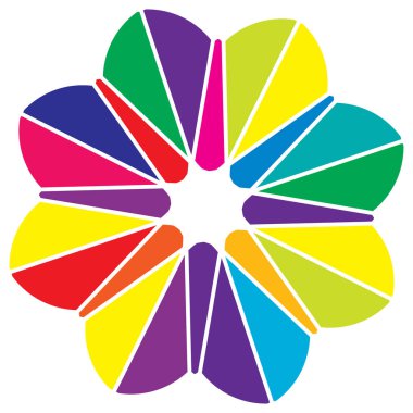 Renkli kutsal geometri çizimi, ikon. Soyut nilüfer, çiçek, taç yaprağı bileşimi