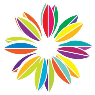 Renkli kutsal geometri çizimi, ikon. Soyut nilüfer, çiçek, taç yaprağı bileşimi