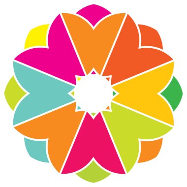 Renkli kutsal geometri çizimi, ikon. Soyut nilüfer, çiçek, taç yaprağı bileşimi