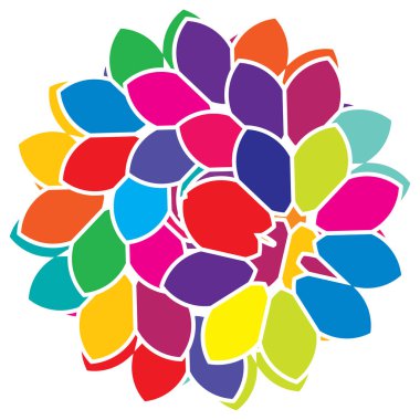 Renkli kutsal geometri çizimi, ikon. Soyut nilüfer, çiçek, taç yaprağı bileşimi