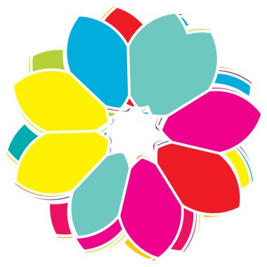 Renkli kutsal geometri çizimi, ikon. Soyut nilüfer, çiçek, taç yaprağı bileşimi