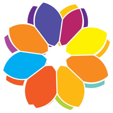 Renkli kutsal geometri çizimi, ikon. Soyut nilüfer, çiçek, taç yaprağı bileşimi