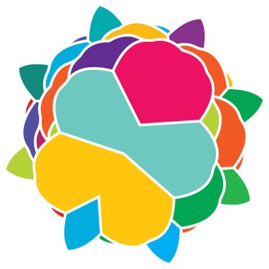 Renkli kutsal geometri çizimi, ikon. Soyut nilüfer, çiçek, taç yaprağı bileşimi