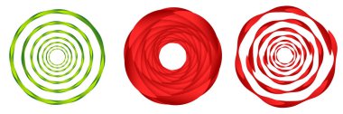 3 soyut geometrik daire simgesi kümesi. Sarmal, girdap, dairesel element. Kasırga, girdap, girdap, soyut grafik - stok vektör illüstrasyonu, klip- sanat grafikleri