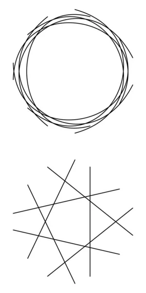 Cirkel Cirkulär Form Och Matchande Kantiga Vassa Element Med Liknande — Stock vektor