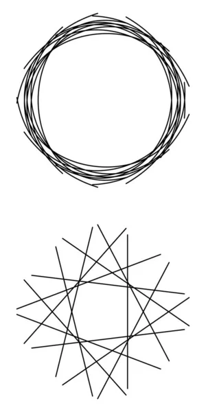 Circle Circular Form Matching Angular Edgy Element Similar Density — Stock Vector