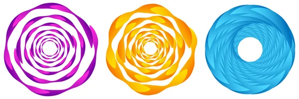 Set Van Abstracte Geometrische Cirkel Icoon Spiraalvormig Wervelend Draaiend Cirkelvormig — Stockvector