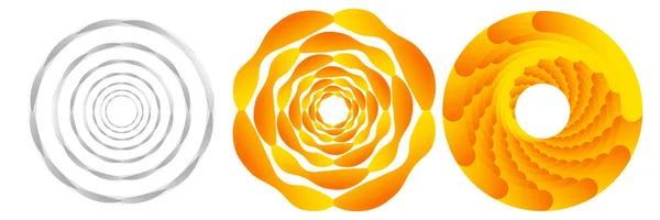 Ensemble Icône Abstraite Cercle Géométrique Spirale Tourbillon Élément Circulaire Tourbillonnant — Image vectorielle