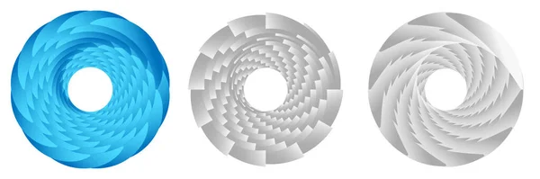 Set Abstract Geometric Circle Icon Spiral Swirl Twirl Circular Element — Stock Vector
