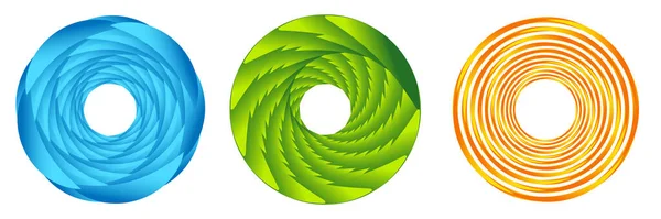 Conjunto Icono Círculo Geométrico Abstracto Espiral Remolino Giro Elemento Circular — Vector de stock