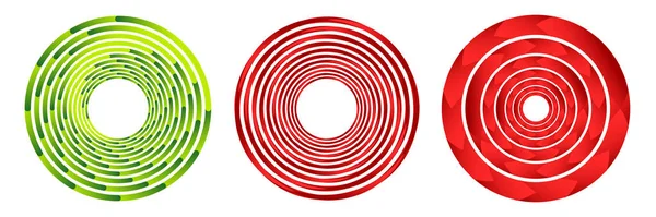 Sett Med Tre Abstrakte Geometriske Sirkelikoner Spiral Snurr Snurr Rundt – stockvektor